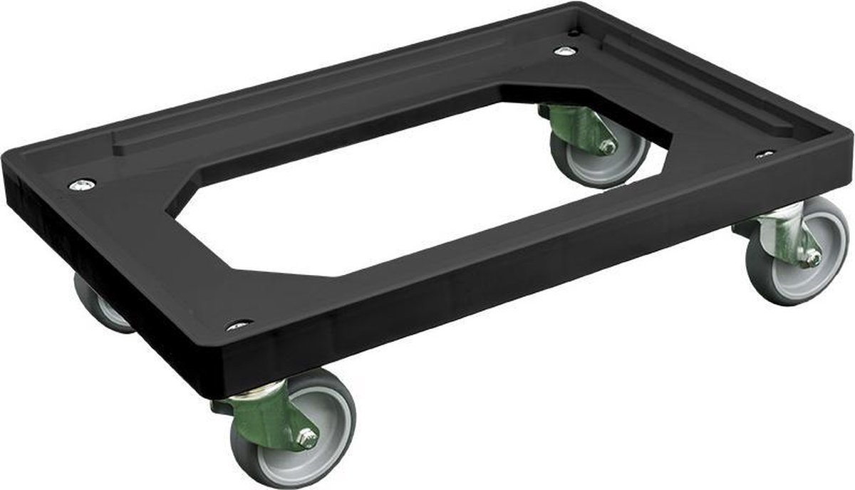 Transportframe / dolly voor kunststof kratten van 600 x 400 mm tot 240 kg Zwart