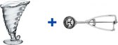 Fortuna Ijscoupeglas - Ijscoupe glazen - Ijsglas - Sorbet glazen - 2 stuks - 32cl + RVS IJsschep