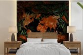 Behang - Fotobehang Wereldkaart - Goud - Rood - Breedte 350 cm x hoogte 350 cm