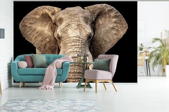 Papier peint - Papiers Papier peint photo Éléphant - Portrait - Zwart - Largeur 390 cm x Hauteur 260 cm