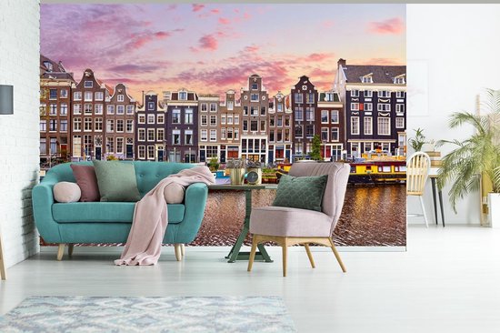 Papier peint - Papiers Papier peint photo Amsterdam - Maisons - Canaux - Largeur 360 cm x hauteur 240 cm