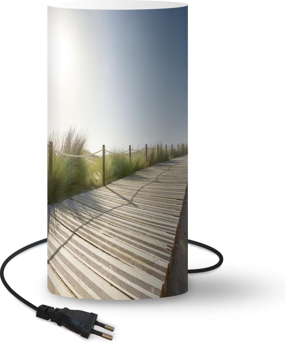 Lamp - Nachtlampje - Tafellamp slaapkamer - Strand - Planken - Portugal - 54 cm hoog - Ø24.8 cm - Inclusief LED lamp