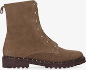 Tango | Bee 5135-f x AC taupe suede blind closure boot with gold studs - dark brown sole/studs | Maat: 37