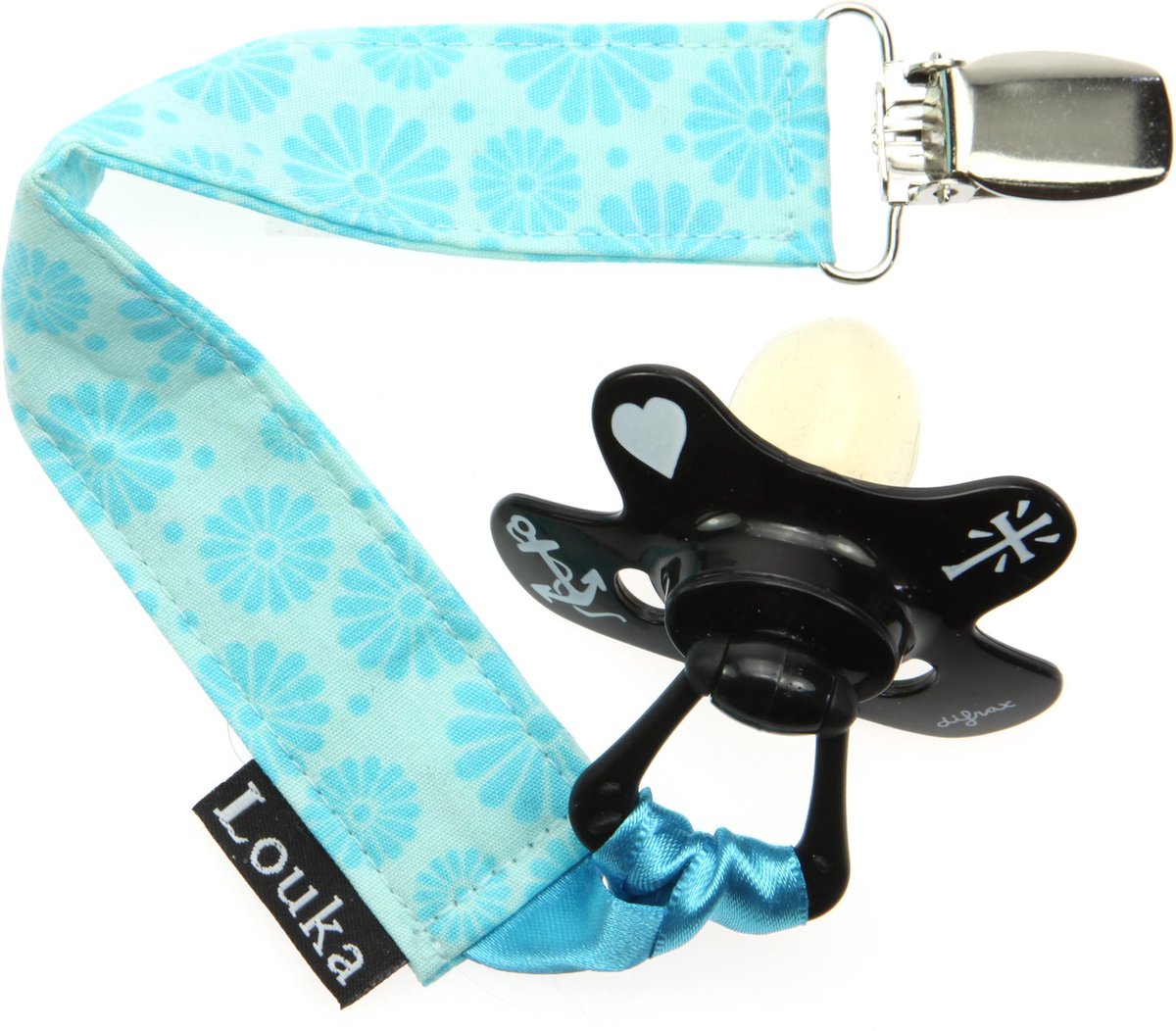 Goedkoopste Louka Speenkoord lichtblauw met turquoise bloem - speenketting