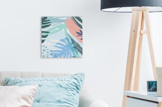 Tableau sur toile Été - Blauw - Vert - 20x20 cm - Décoration murale