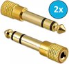 Garpex® Vergulde Audio Jack Adapter - AUX Stereo Adapter - 2 stuks - 6.35mm Male naar 3.5mm Female - Hoofdtelefoon, Piano, Versterker, Elektrische Gitaar, Geluidskaart, Smartphone, Tablet.