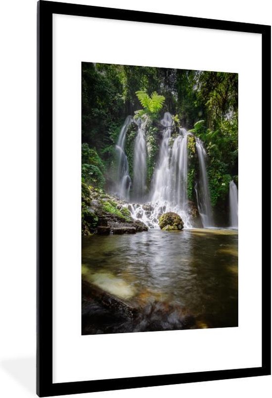 Fotolijst incl. Poster - Watervallen - Bloemen en bomen - Groen - 60x90 cm - Posterlijst