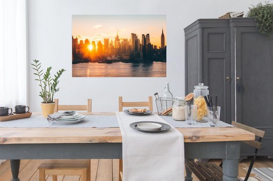 Poster Le lever du soleil sur les toits de Manhattan 120x80 cm - Tirage photo sur Poster (décoration murale salon / chambre)