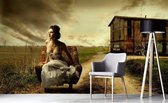 Dimex Girl on Armchair Vlies Fotobehang 375x250cm 5-banen
