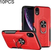 10 PCS Shield Armor PC + TPU-beschermhoes met 360 graden rotatieringhouder voor iPhone XS / X (rood)