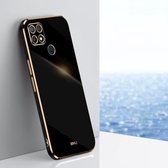 Voor OPPO A15 XINLI Rechte 6D Plating Gouden Rand TPU Schokbestendig Hoesje (Zwart)