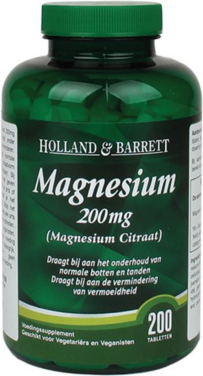 Holland & Barrett - Magnesium Citraat 200mg - 200 Tabletten - Supplementen  | bol.com