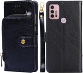 Voor Motorola Moto G30 Rits Tas PU + TPU Horizontale Flip Lederen Case met Houder & Kaartsleuf & Portemonnee & Lanyard (Zwart)
