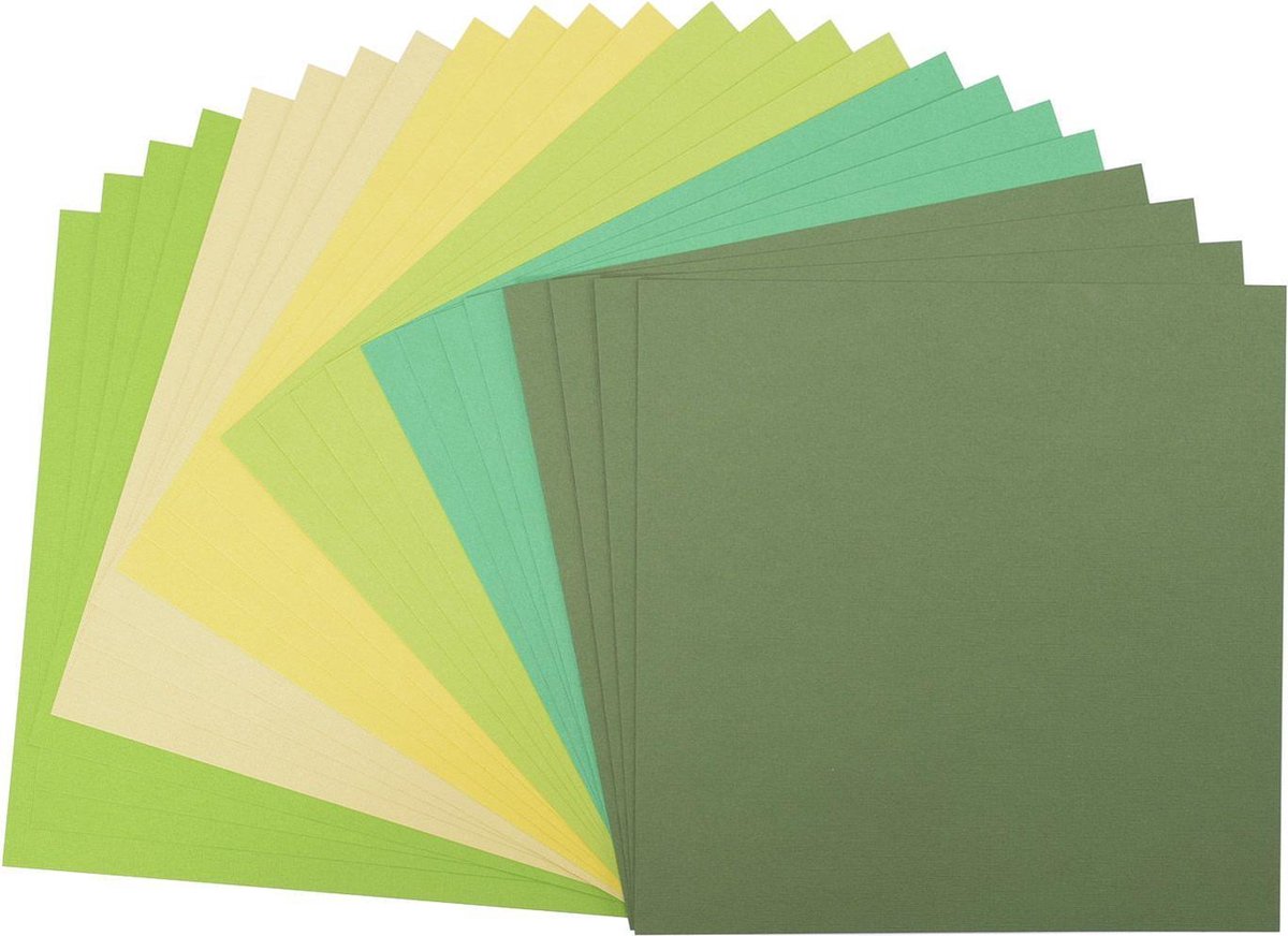 Vaessen Creative Florence Cardstock, Stevig Kaartpapier 216g - Groen, 24 Stuks. 30,5 x 30,5 cm