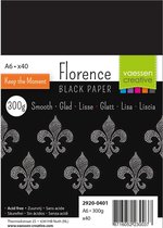 Florence Cardstock - Papier - Gladde Afwerking - A6 - Zwart - 300 grams - 40 vellen
