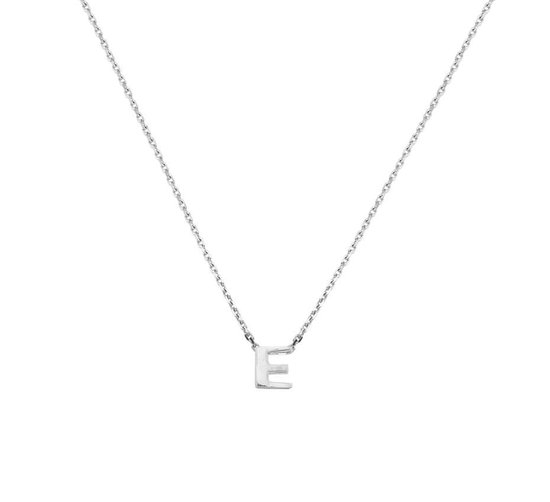 YO&NO - Ketting -  Zilver - Anker -  Letter E -  1,1 mm -  41 + 4 cm - Sieraden vrouw - Gerhodineerd - Zilver 925
