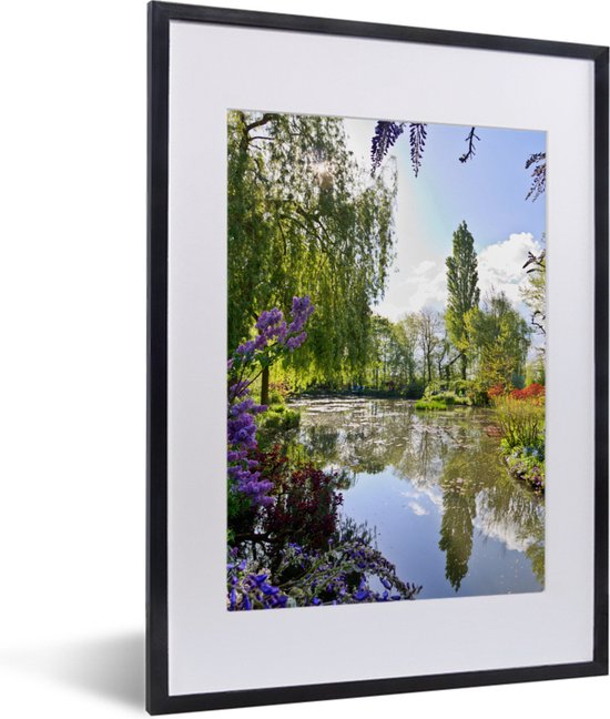 Fotolijst incl. Poster - Kleuren met weerkaatsing in het water van Monet's tuin in Frankrijk - 30x40 cm - Posterlijst