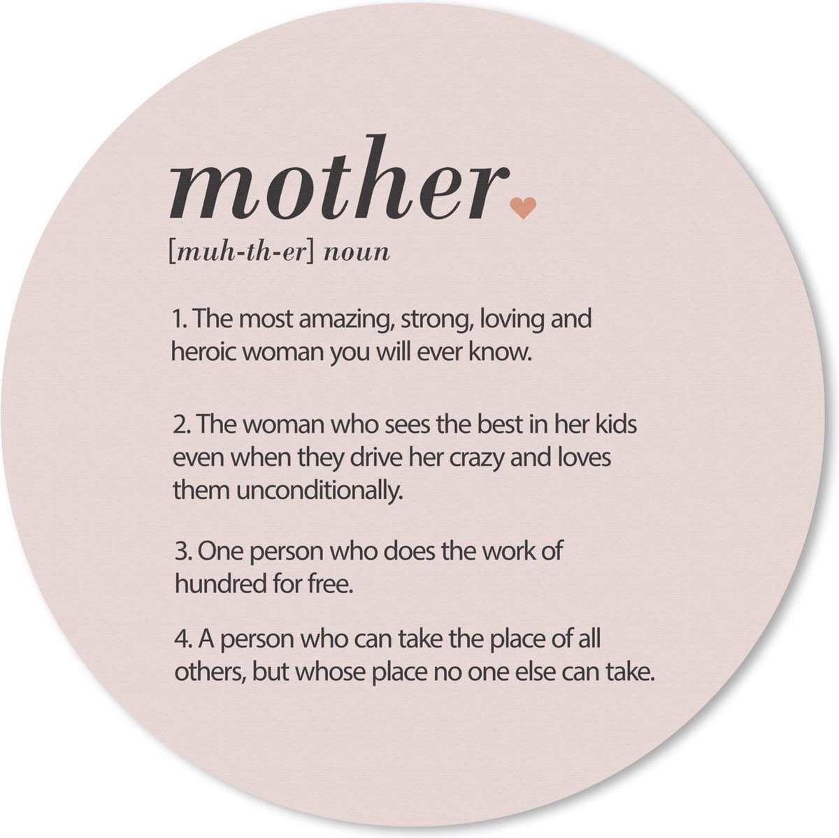 Muismat rond 20x20 cm - Mousepad Mother - Spreuken - Mama definitie - Quotes - Woordenboek - Ronde muismatten