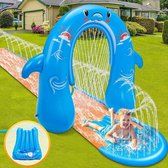 Buikschuiffbaan - Zinaps Water Dia's met Bow Sprinkler, 500 x 80 cm Waterglijbaan met 135 cm Water Feature Sprinkler Bodyborden, Duurzaam PVC Materiaal Waterwegen Water Toy voor Outdoor Gazon