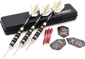 Dartpijlen 23 Gram - Zinaps 20/23/26 Gram stalen darts - zwarte coating, messing vaten- (WK 02127)