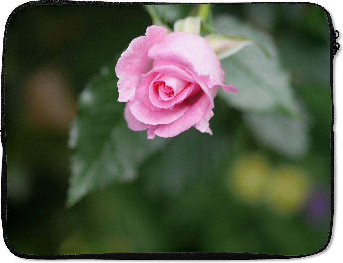 Laptophoes 17 inch - Rozen - Bloemen - Struik - Laptop sleeve - Binnenmaat 41x28 cm - Zwarte achterkant