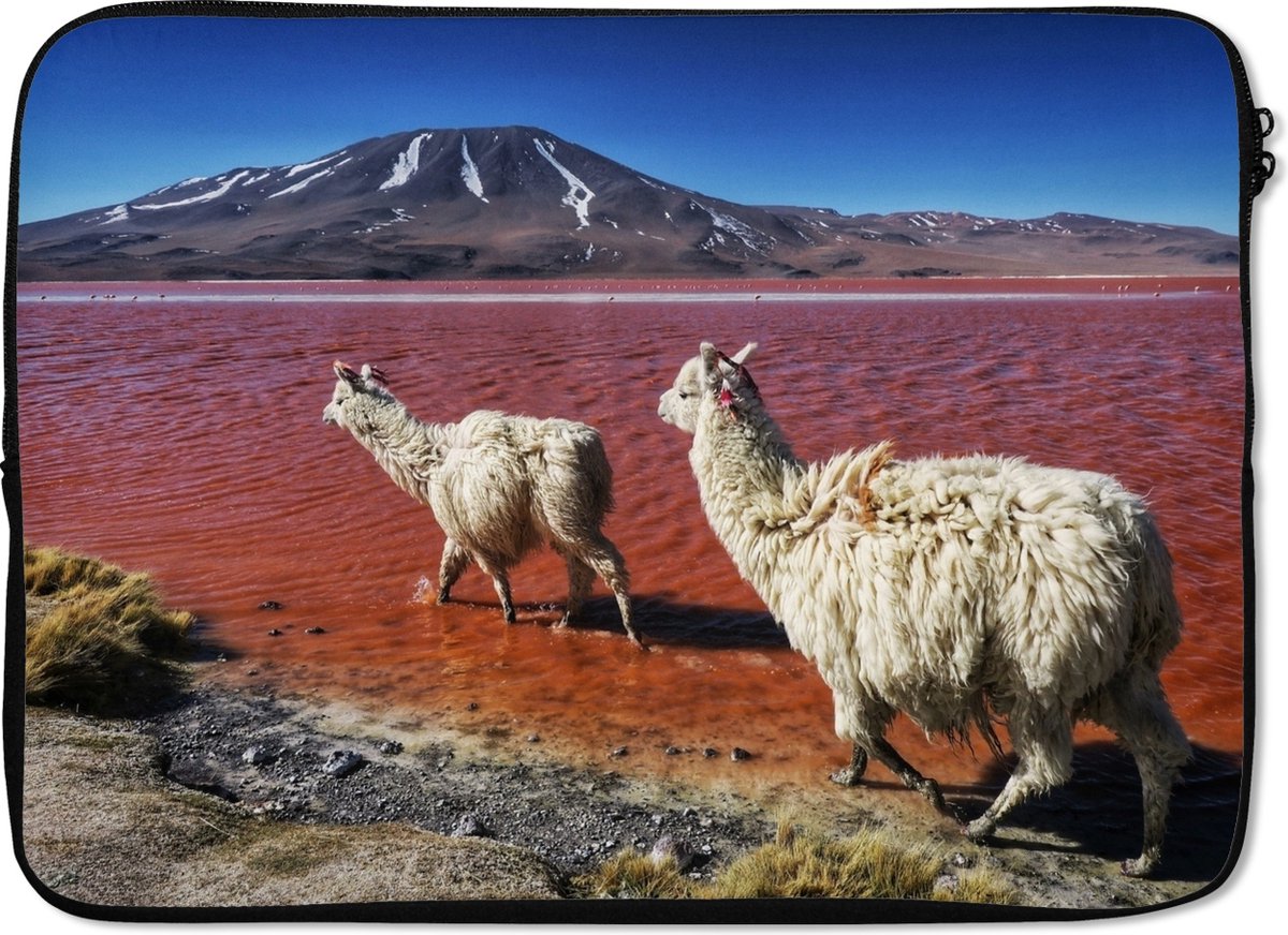 Laptophoes 13 inch 34x24 cm - Alpaca - Macbook & Laptop sleeve Alpaca's in Bolivia - Laptop hoes met foto