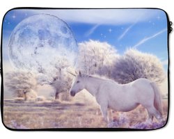 Laptophoes 13 inch - Samengesteld fantasiebeeld van een eenhoorn - Laptop sleeve - Binnenmaat 32x22,5 cm - Zwarte achterkant