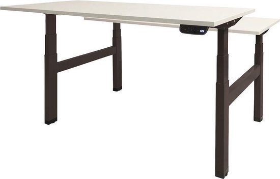 RoomForTheNew Bureau Heathrow Plus Duo-Desk - Zit sta Bureau - Zit sta Bureau Elektrisch - Gaming Bureau - Game Bureau - Verstelbaar Bureau - standing Desk - duo bureau - duo werkplek--Wit blad-Zwart onderstel- 160x80