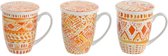 Kop met theefilter DKD Home Decor Oranje Roestvrij staal Porselein (380 ml) (3 pcs)