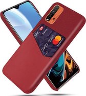 Voor Xiaomi Redmi 9 Power Doek Textuur PC + PU lederen achterkant Schokbestendig hoesje met kaartsleuf (rood)