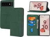 Voor Google Pixel 6 Pro Geweven Textuur Stiksels Magnetische Horizontale Flip PU Lederen Case met Houder & Kaartsleuven & Portemonnee & Lanyard (Groen)