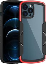 Shield 3 in 1 acryl pc rubberen schokbestendige hoes voor iPhone 13 (rood)