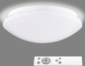 Navaris LED plafondlamp - Dimbaar - Ronde lamp voor aan het plafond - Met afstandsbediening - Plafonniere met melkglas effect - 12W - Ø 26 cm