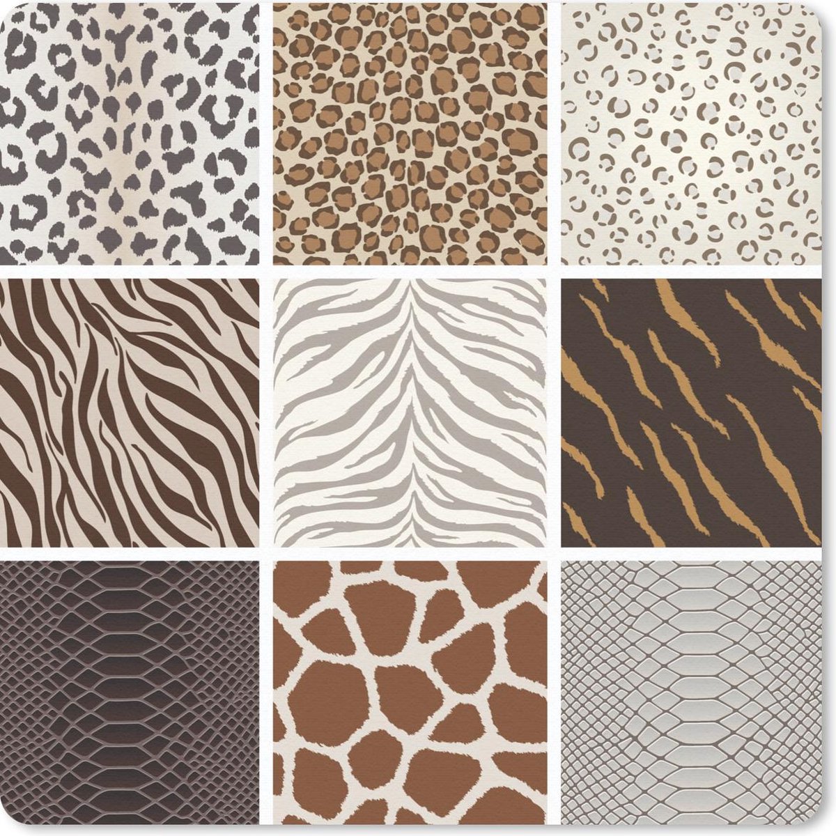 Muismat 20x20 cm - Mousepad Dieren - Tijgerprint - Zebra - Muismatten