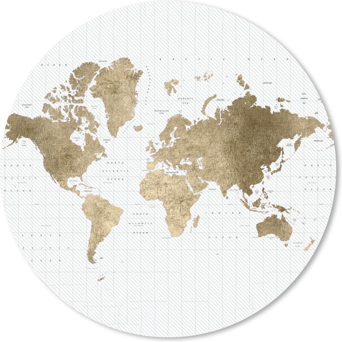Muismat rond 30x30 cm - Mousepad Wereldkaart - Glitters - Goud - Ronde muismatten