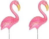 2x stuks dierenbeeld flamingo vogel 60 cm tuinbeeld steker - Tuindecoraties - Dierenbeelden