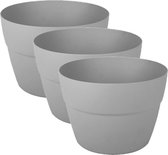 6x stuks balkon plantenpotten/bloempotten kunststof grijs D30 x H21 cm - 8 liter - Tuin/balkon decoraties