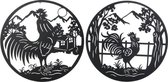 Decoratieve figuren DKD Home Decor Haan Metaal (2 pcs) (98 x 1 x 98 cm)