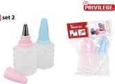 Privilege spuitzak plastic 2-delig roze/blauw