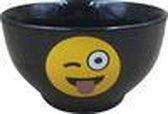 Kom 14cm gres zwart knipoog emoticon