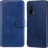 Klassieke kalfstextuur PU + TPU horizontale flip lederen hoes met houder & kaartsleuven & portemonnee voor OnePlus Nord CE 5G (blauw)