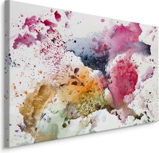 Schilderij -abstractie aquarel, 4 maten, hoge kwaliteit canvas scherp  geprijsd | bol.com