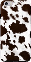 Apple iPhone 6/6S Telefoonhoesje - Extra Stevig Hoesje - 2 lagen bescherming - Met Dierenprint - Koeien Patroon - Bruin