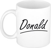 Donald naam cadeau mok / beker met sierlijke letters - Cadeau collega/ vaderdag/ verjaardag of persoonlijke voornaam mok werknemers