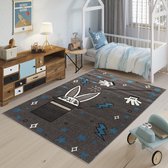 Tapiso Fiesta Vloerkleed Kinderkamer Speeltapijt Grijs Tapijt Maat- 133x190