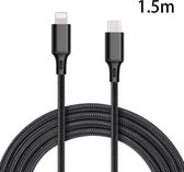 PD 18W USB-C / Type-C naar 8-pins nylon gevlochten datakabel is geschikt voor iPhone-serie / iPad-serie, Lengte: 1,5 m (zwart)