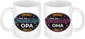 Superblij met een Opa en Oma zoals jij mok - Cadeautje/ cadeau beker set voor Opa en Oma