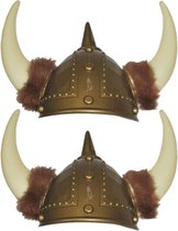 4x stuks stoere viking helm de luxe - Carnaval verkleed helmen voor bij verkleedkleding pak