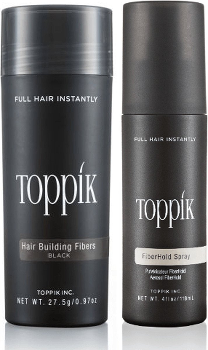 Toppik Hair Fibers Voordeelset Zwart - Toppik Hair Fibers 27,5 gram + Toppik Fiberhold Spray 118 ml - Voor direct voller haar