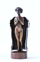 Bronzen beeld - Erotisch - Naakte vrouw met roos